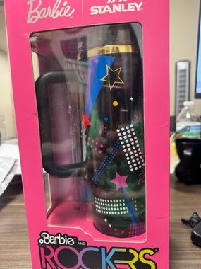 Stanley Black Travel Mug with Multicolor Neon Star Graphics